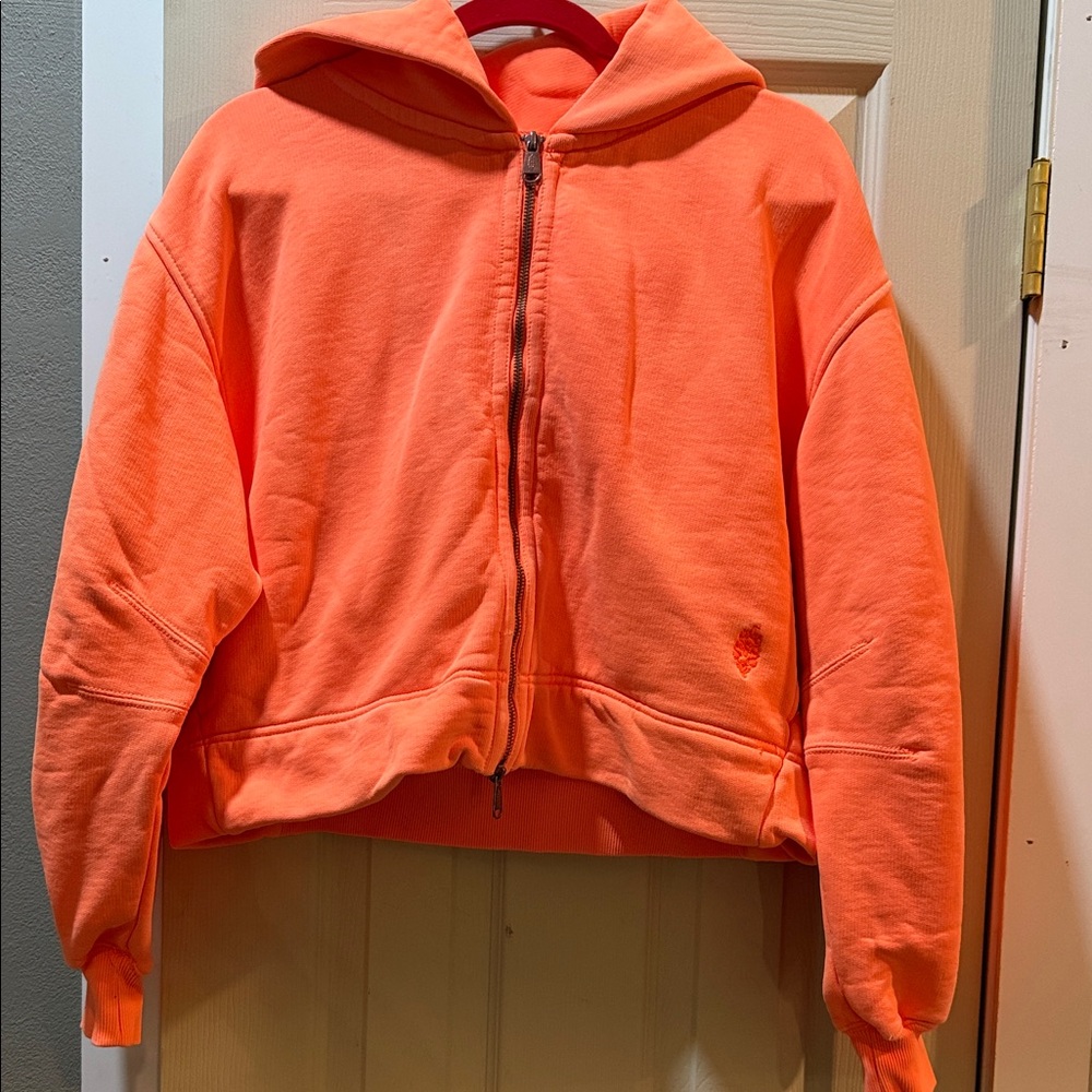 Free people movement full zip neon hooded jacket size small